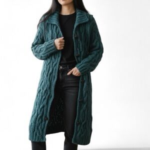 Chunky Hand Knit Long Line Cardigan